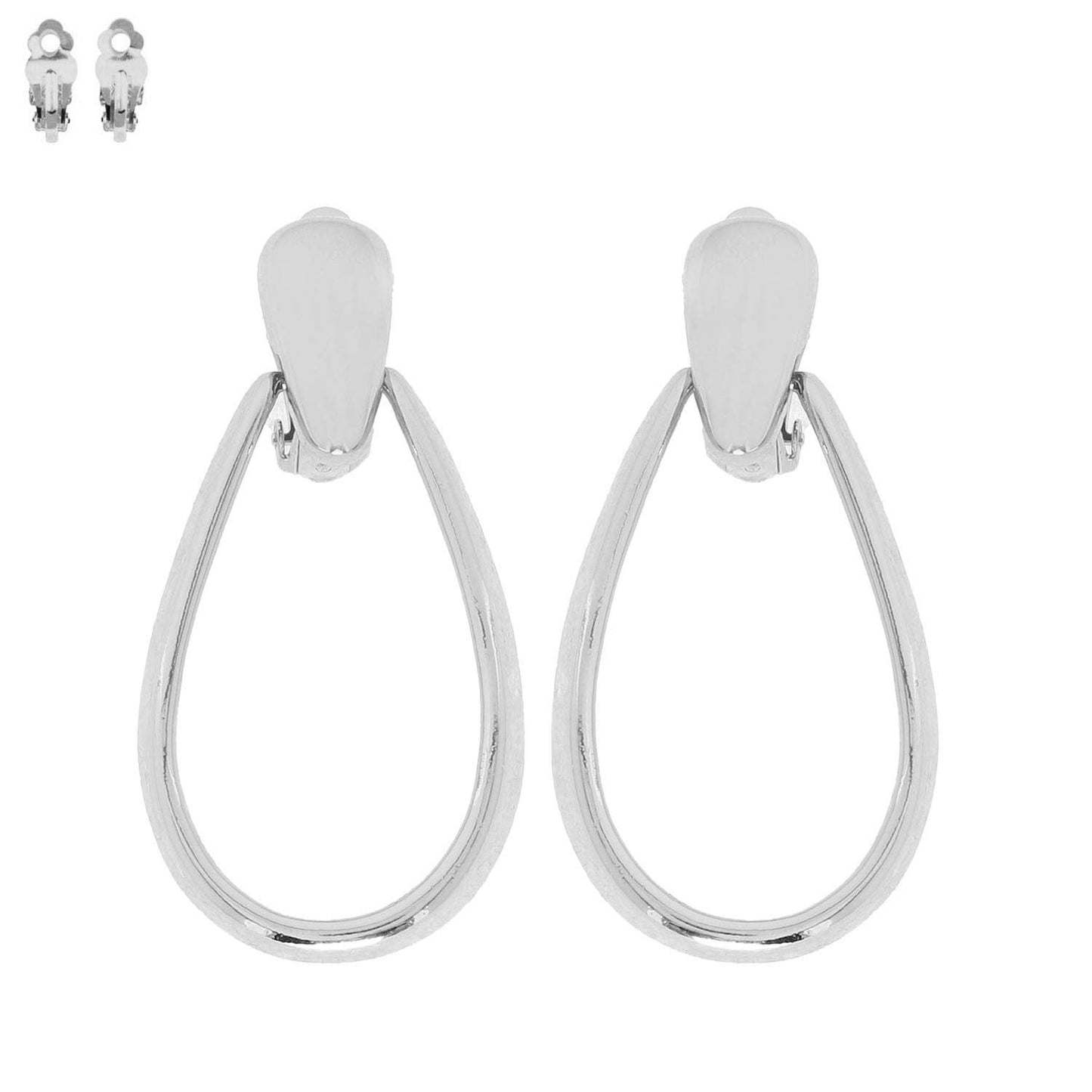 Doorknocker Clip On Earrings - Silver