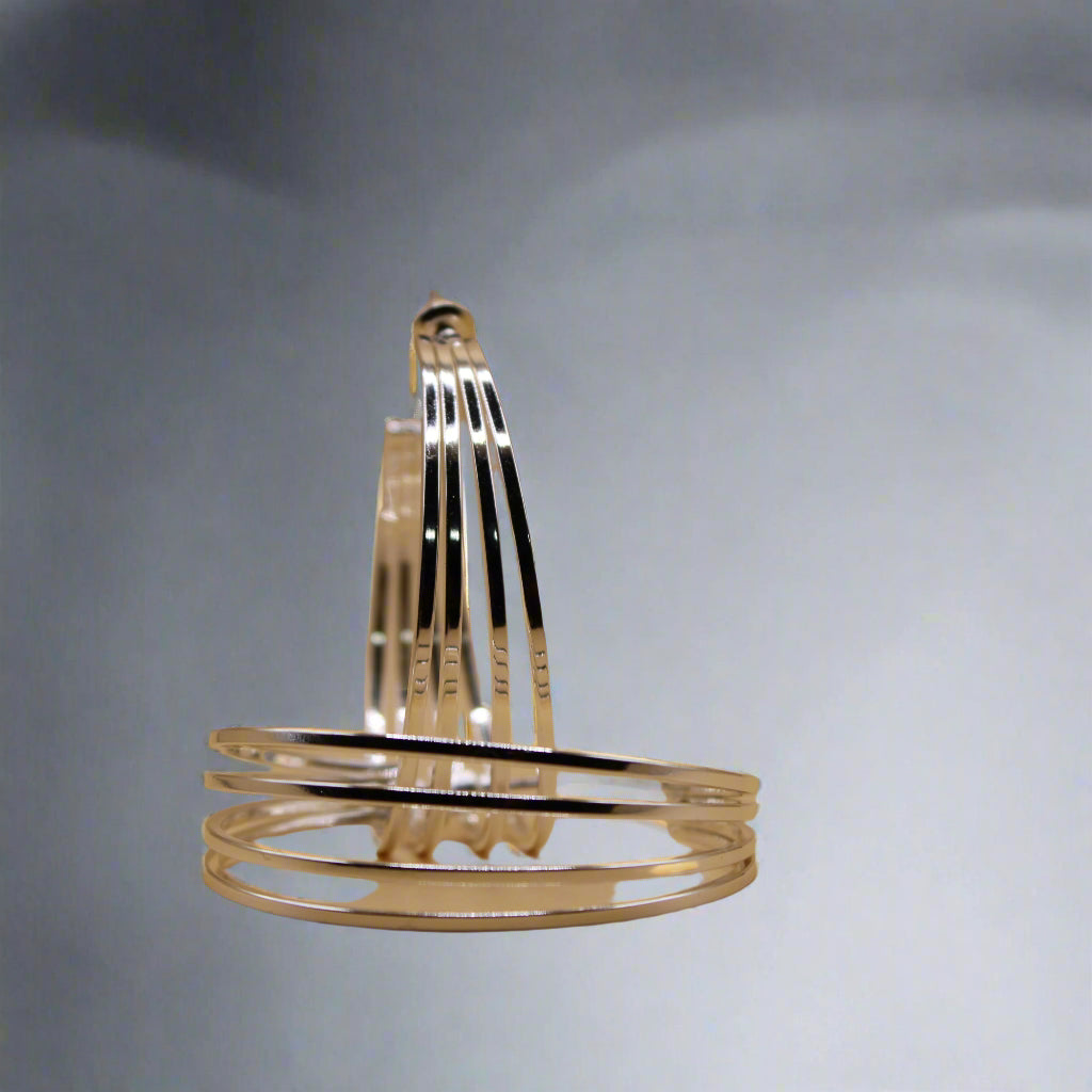 Layered Wire Hoop Earrings - Silver