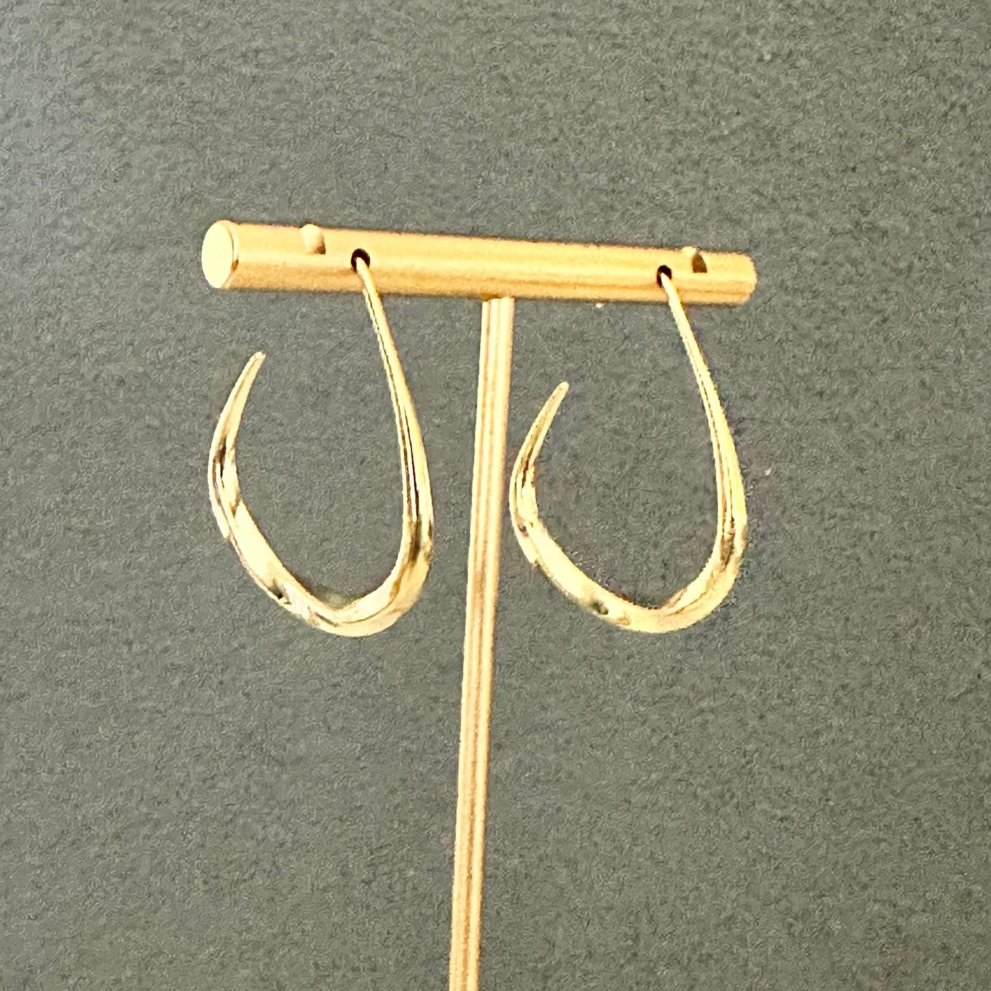 14K GOLD DIPPED OPEN TRIANGLE SHAPE SILVER EARRINGS