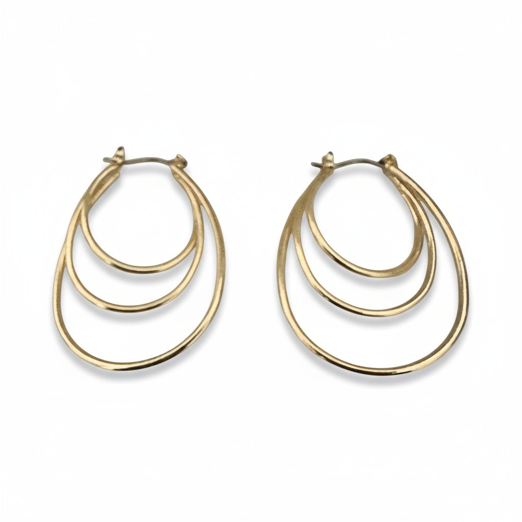 TRIPLE TEARDROP METAL DANGLE EARRING