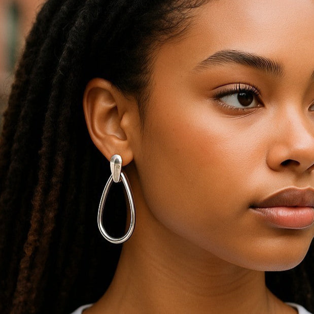 Doorknocker Clip On Earrings - Silver