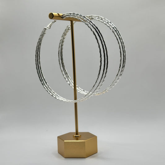 Tri-Loop Hinged Silver Hoops
