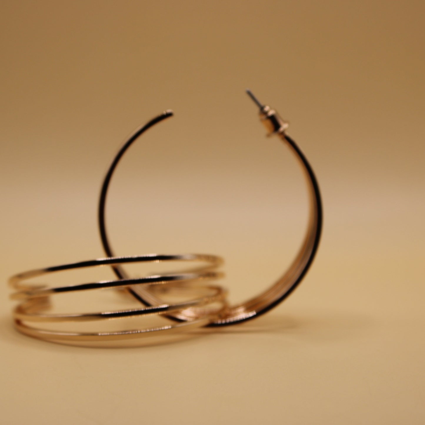 Layered Wire Hoop Earrings - Gold