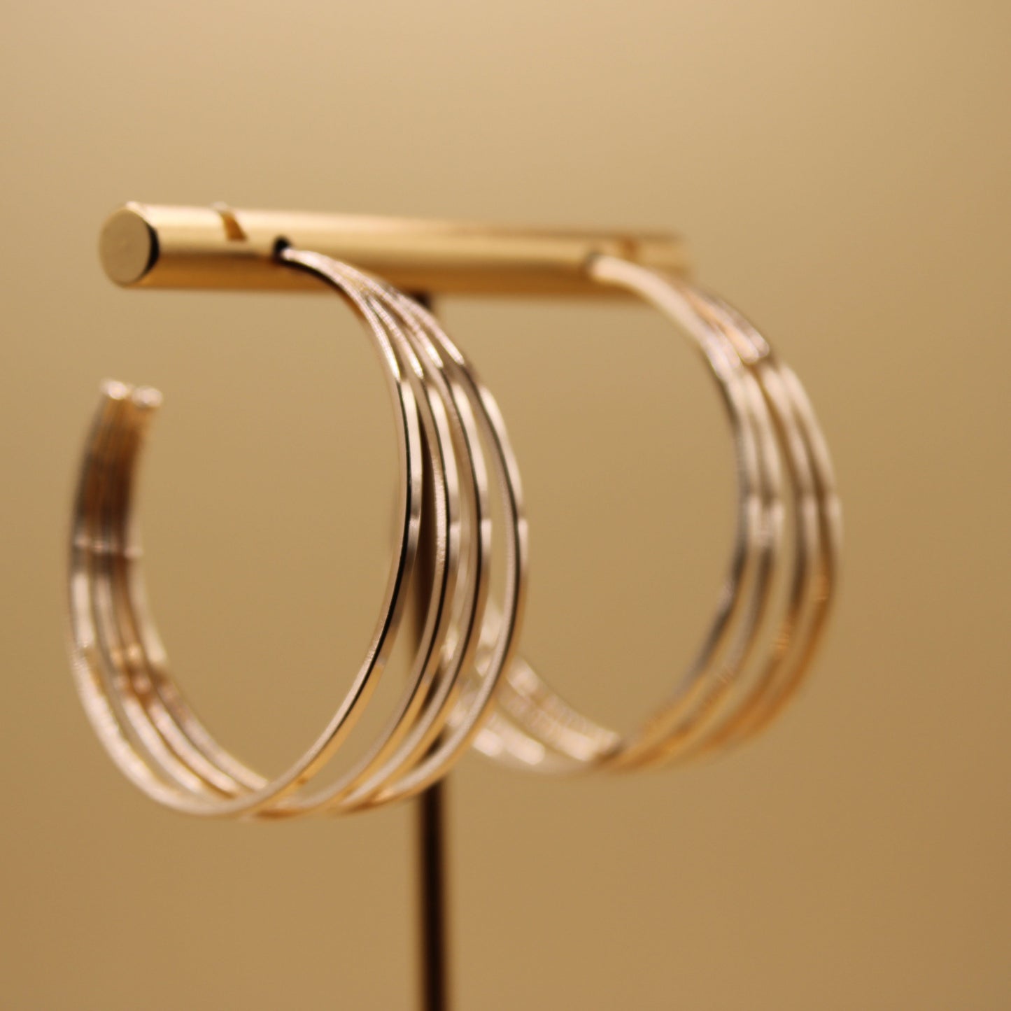 Layered Wire Hoop Earrings - Gold