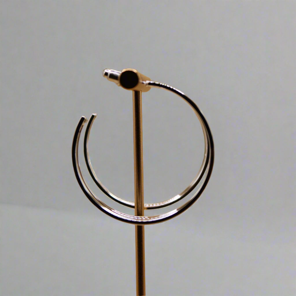 Layered Wire Hoop Earrings - Silver