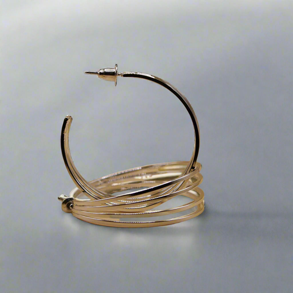 Layered Wire Hoop Earrings - Silver