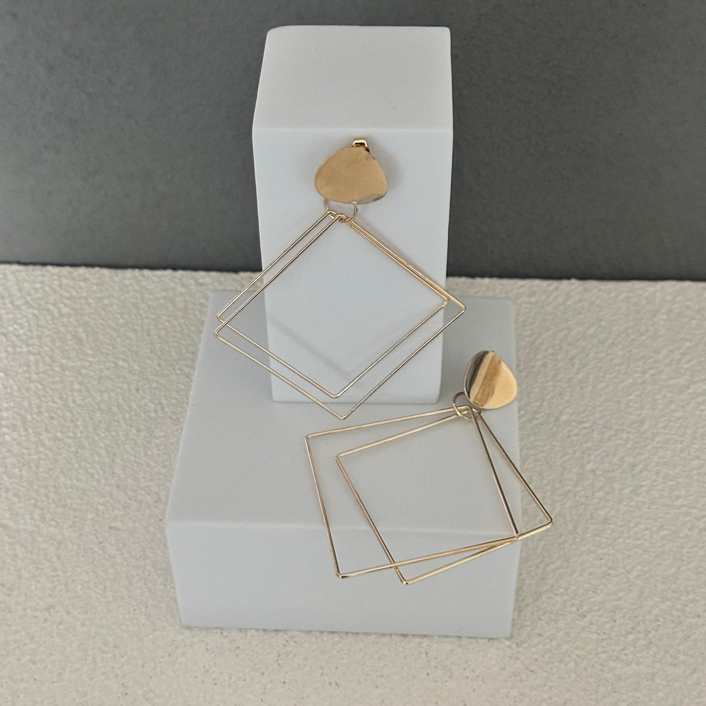 Geo Shape Dangle Gold Dipped Earrings