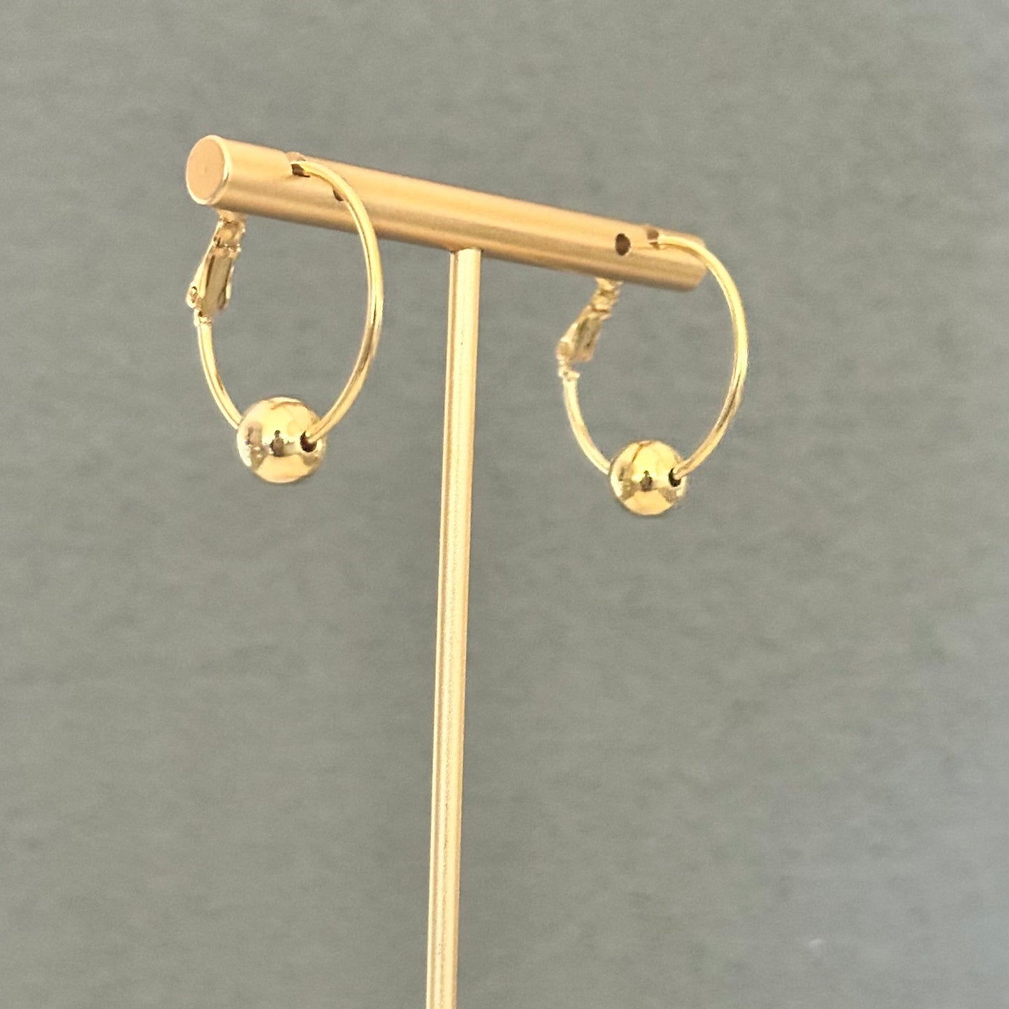 14K GOLD DIPPED HOOP BALL BEAD EARRING