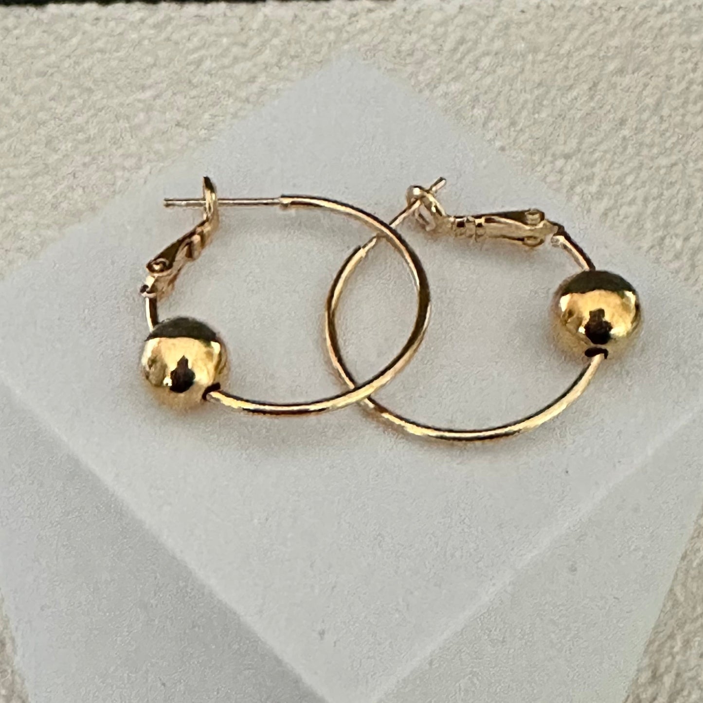 14K GOLD DIPPED HOOP BALL BEAD EARRING