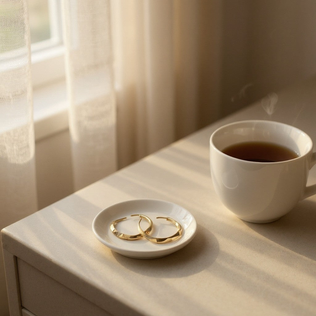 14K GOLD DIPPED OPEN TRIANGLE SHAPE SILVER EARRINGS