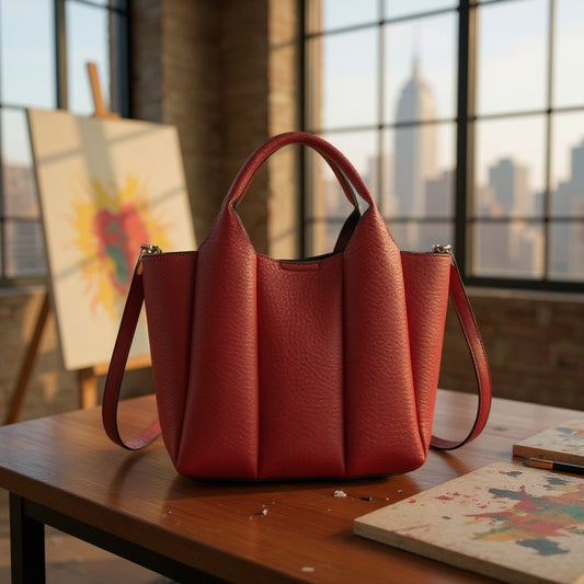 Maddox Paneled Satchel w/ Long Strap: Merlot